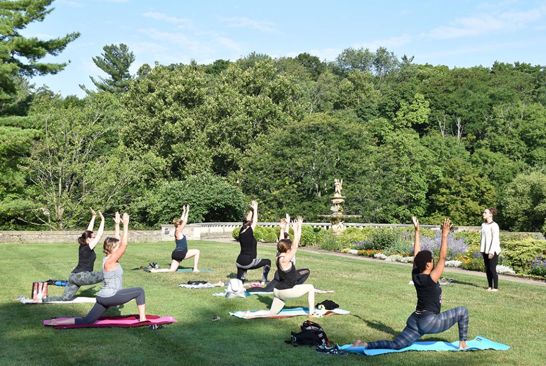 Yoga in the Gardens class at Cranbrook House & Gardens, summer 2018. 